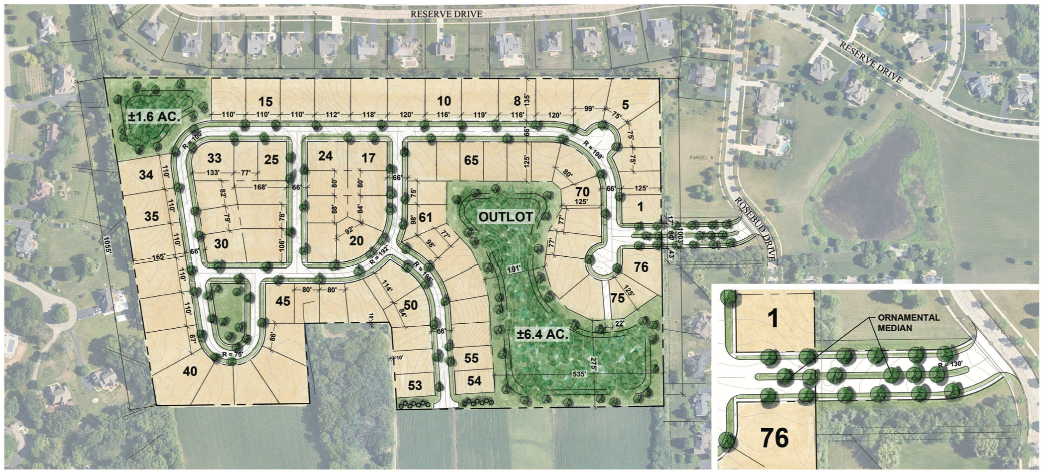 Revised Claibourne Farm proposed subdivision site plan showing lot layout, roads, and entrance configuration